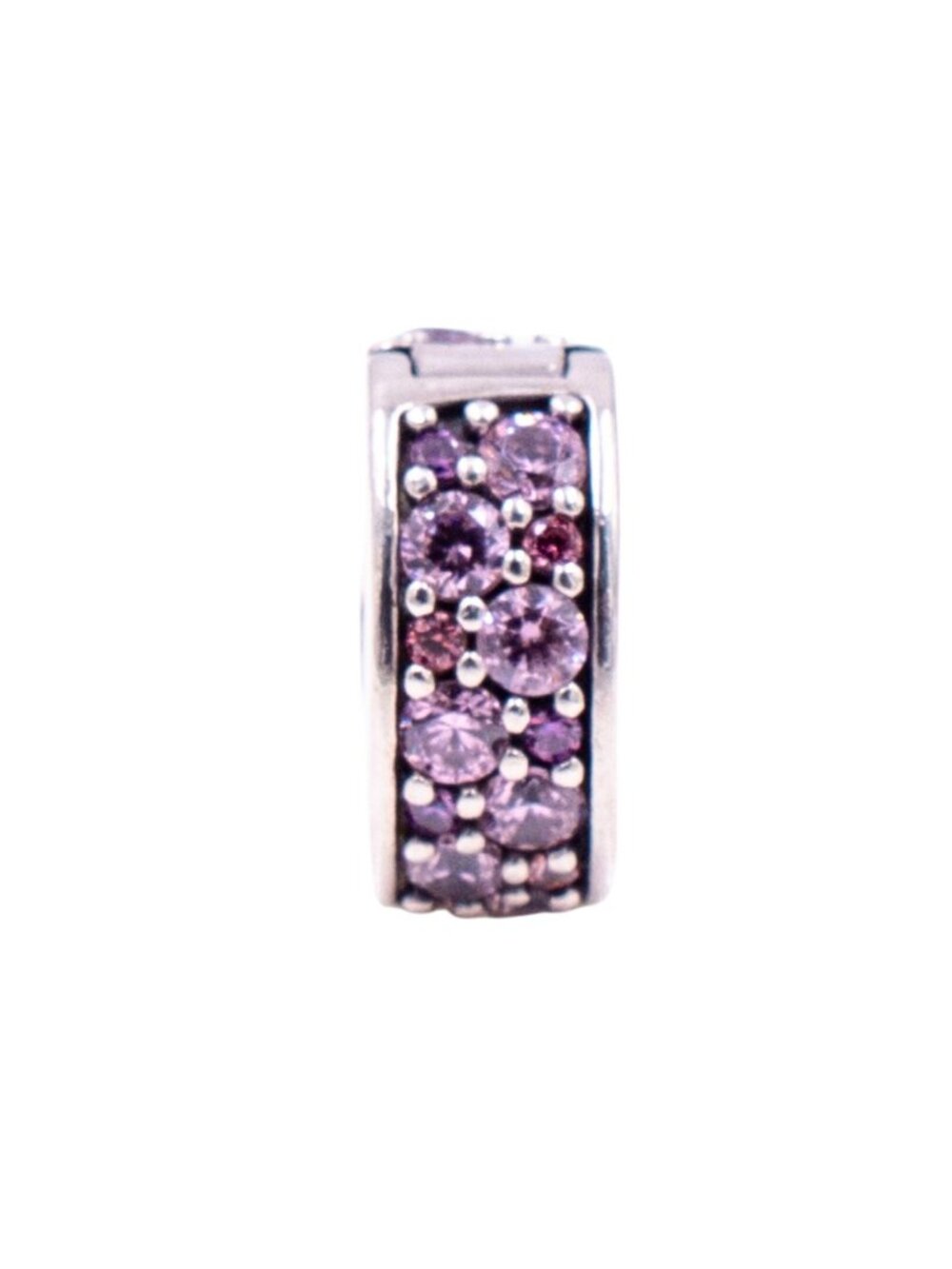 Pandora Pink Shining Elegance Sterling Silver Pink CZ Bangle Clip Charm